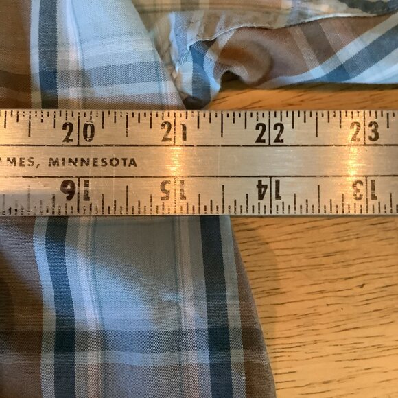 Howler Bros Medium H Bar Pearl Snap Shirt Blue Brown Plaid Short Sleeve - Picture 3 of 4